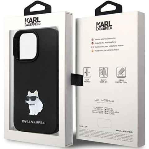 Etui Karl Lagerfeld Silicone Choupette Metal Pin na iPhone 14 Pro - czarne Karl Lagerfeld
