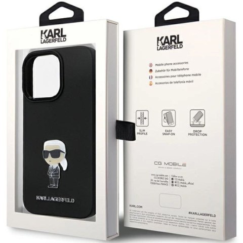 Etui Karl Lagerfeld Silicone Ikonik Metal Pin na iPhone 14 Pro - czarne Karl Lagerfeld