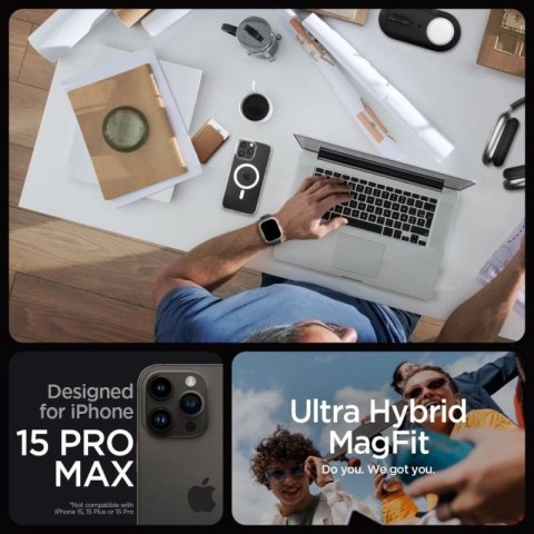 Etui Spigen Ultra Hybrid Mag z MagSafe na iPhone 15 Pro Max - białe Spigen