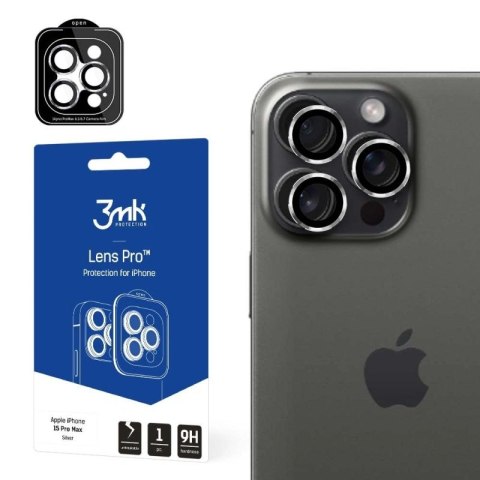 Osłona aparatu 3mk Lens Protection Pro na iPhone 15 Pro Max - srebrna