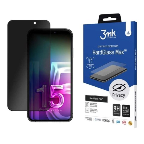 Szkło 9H prywatyzujące 3mk HardGlass Max Privacy™ na iPhone 15 Plus 3mk Protection
