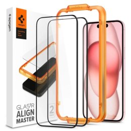 Szkło hartowane Spigen ALM Glass FC na iPhone 15 Plus - czarne 2 szt. Spigen