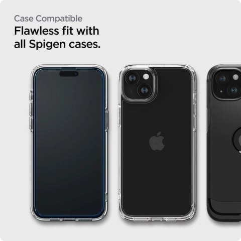 Szkło hartowane Spigen ALM Glass FC na iPhone 15 - czarne 2 szt. Spigen