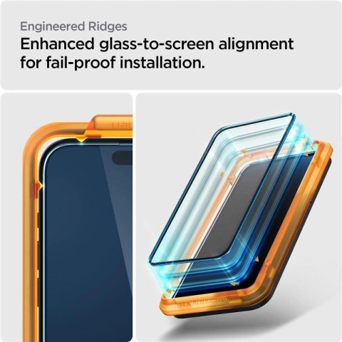 Szkło hartowane Spigen ALM Glass FC na iPhone 15 - czarne 2 szt. Spigen