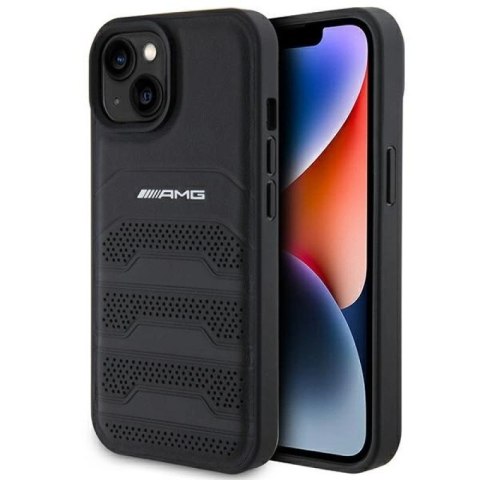Etui AMG Leather Debossed Lines do iPhone 15 Plus - czarne Mercedes