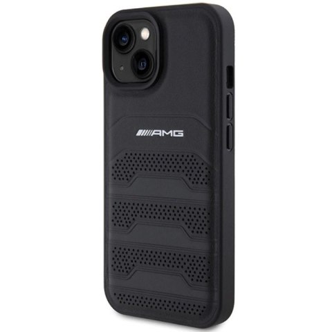 Etui AMG Leather Debossed Lines do iPhone 15 Plus - czarne Mercedes