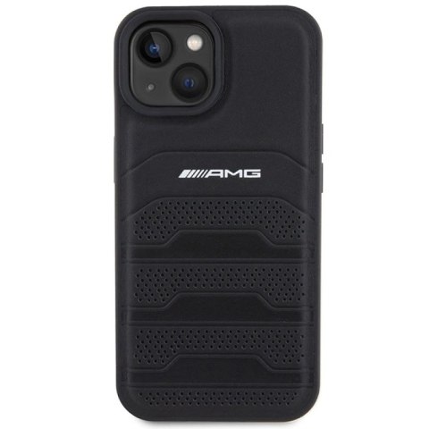 Etui AMG Leather Debossed Lines do iPhone 15 Plus - czarne Mercedes
