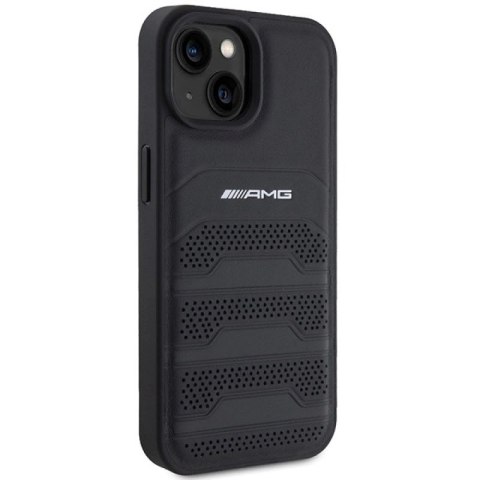 Etui AMG Leather Debossed Lines do iPhone 15 Plus - czarne Mercedes