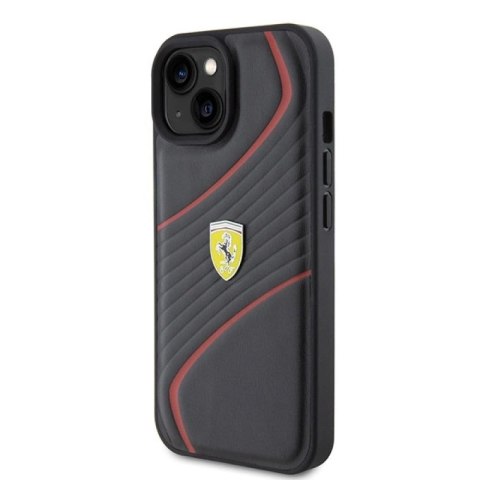 Etui Ferrari Twist Metal Logo do iPhone 15 - czarne Ferrari