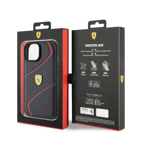 Etui Ferrari Twist Metal Logo do iPhone 15 - czarne Ferrari