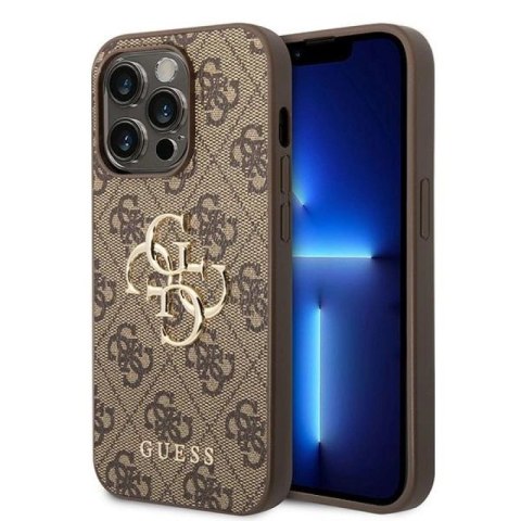 Etui Guess 4G Big Metal Logo do iPhone 15 Pro Max - brązowe Guess