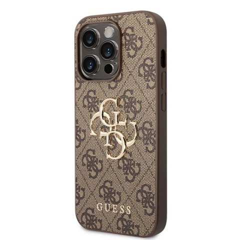 Etui Guess 4G Big Metal Logo do iPhone 15 Pro - brązowe Guess
