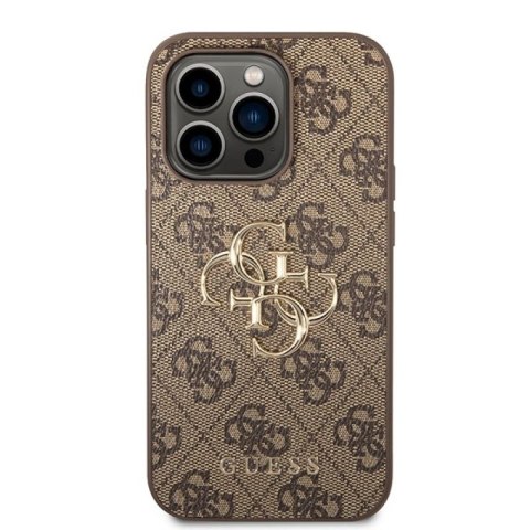 Etui Guess 4G Big Metal Logo do iPhone 15 Pro - brązowe Guess