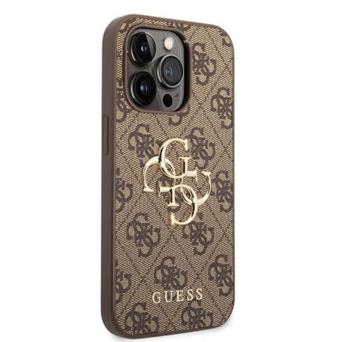 Etui Guess 4G Big Metal Logo do iPhone 15 Pro - brązowe Guess
