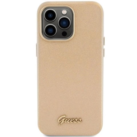 Etui Guess Glitter Glossy Script do iPhone 15 Pro - złote Guess
