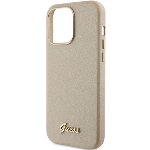 Etui Guess Glitter Glossy Script do iPhone 15 Pro - złote Guess
