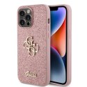 Etui Guess Glitter Script Big 4G do iPhone 15 Pro - różowe Guess