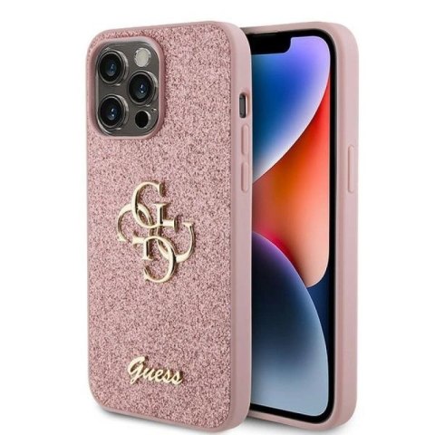 Etui Guess Glitter Script Big 4G do iPhone 15 Pro - różowe Guess
