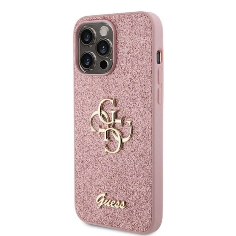Etui Guess Glitter Script Big 4G do iPhone 15 Pro - różowe Guess