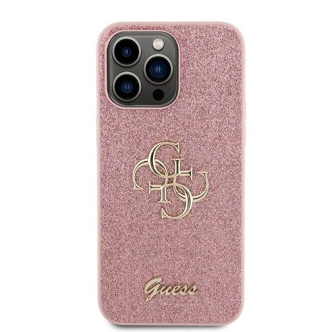 Etui Guess Glitter Script Big 4G do iPhone 15 Pro - różowe Guess