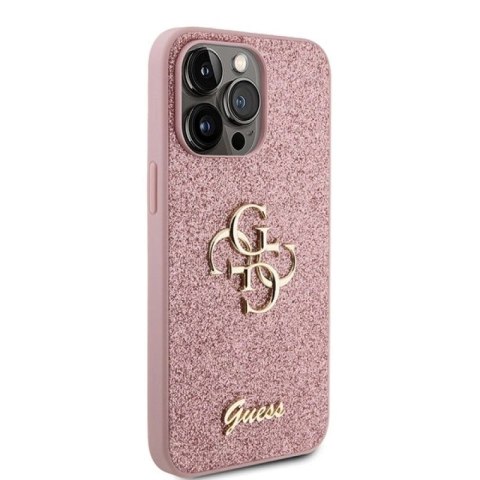 Etui Guess Glitter Script Big 4G do iPhone 15 Pro - różowe Guess