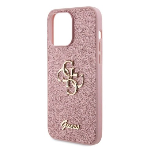 Etui Guess Glitter Script Big 4G do iPhone 15 Pro - różowe Guess