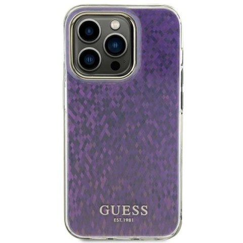 Etui Guess IML Faceted Mirror Disco Iridescent do iPhone 15 Pro - różowe Guess