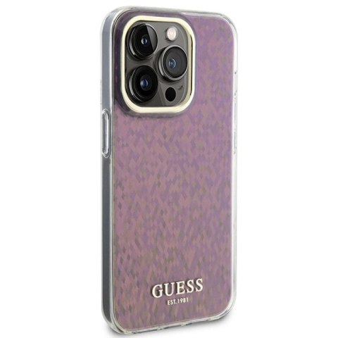 Etui Guess IML Faceted Mirror Disco Iridescent do iPhone 15 Pro - różowe Guess