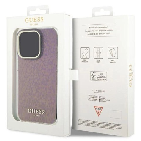Etui Guess IML Faceted Mirror Disco Iridescent do iPhone 15 Pro - różowe Guess