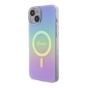 Etui Guess IML Iridescent MagSafe do iPhone 15 Plus - fioletowe Guess