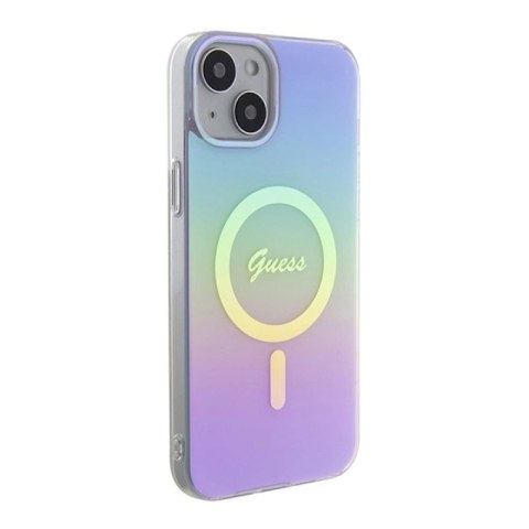 Etui Guess IML Iridescent MagSafe do iPhone 15 Plus - fioletowe Guess