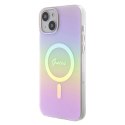 Etui Guess IML Iridescent MagSafe do iPhone 15 Plus - różowe Guess
