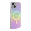 Etui Guess IML Iridescent MagSafe do iPhone 15 Plus - różowe Guess