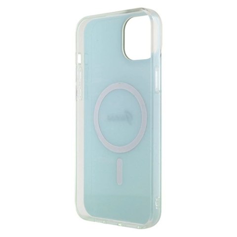 Etui Guess IML Iridescent MagSafe do iPhone 15 Plus - turkusowe Guess