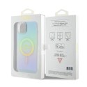 Etui Guess IML Iridescent MagSafe do iPhone 15 Plus - turkusowe Guess