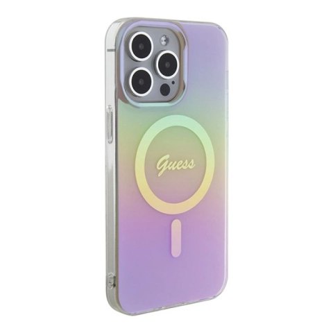 Etui Guess IML Iridescent MagSafe do iPhone 15 Pro Max - różowe Hikvision