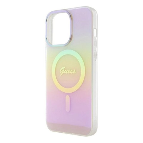 Etui Guess IML Iridescent MagSafe do iPhone 15 Pro Max - różowe Hikvision