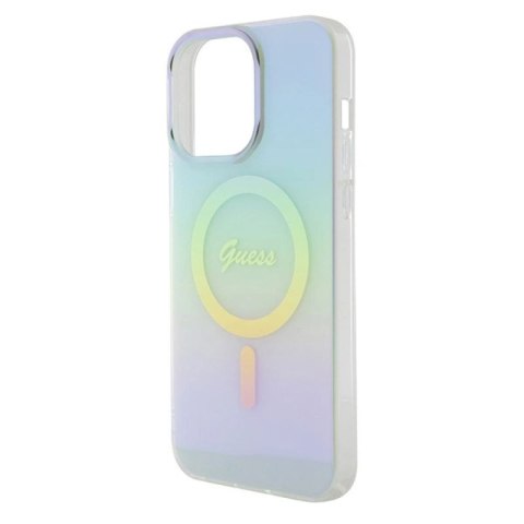 Etui Guess IML Iridescent MagSafe do iPhone 15 Pro Max - turkusowe Guess