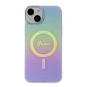 Etui Guess IML Iridescent MagSafe do iPhone 15 - fioletowe Guess