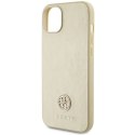 Etui Guess Leather 4G Metal Logo Strass do iPhone 15 - złote Guess
