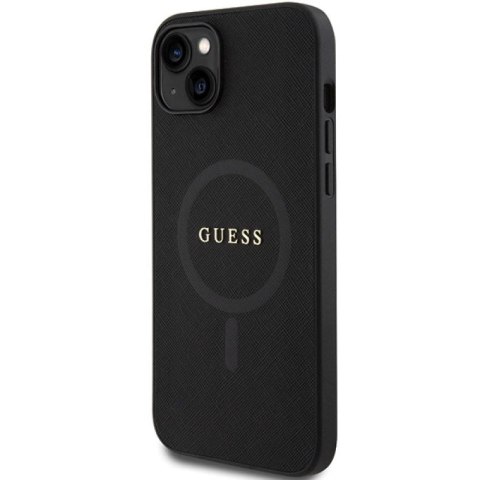 Etui Guess Saffiano MagSafe do iPhone 15 Plus - czarne Guess