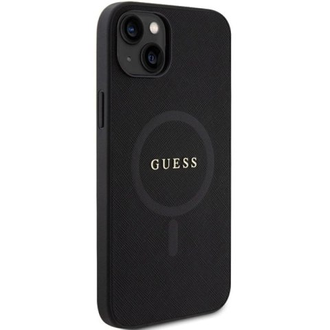 Etui Guess Saffiano MagSafe do iPhone 15 Plus - czarne Guess