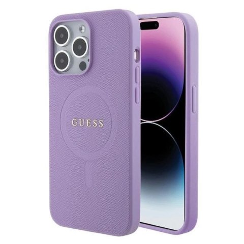 Etui Guess Saffiano MagSafe do iPhone 15 Pro Max - fioletowe Guess