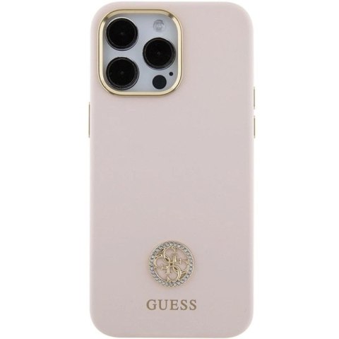 Etui Guess Silicone Logo Strass 4G na iPhone 15 Pro Max - różowe Guess