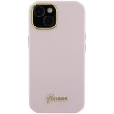 Etui Guess Silicone Script Metal Logo & Frame do iPhone 15 - różowe Guess