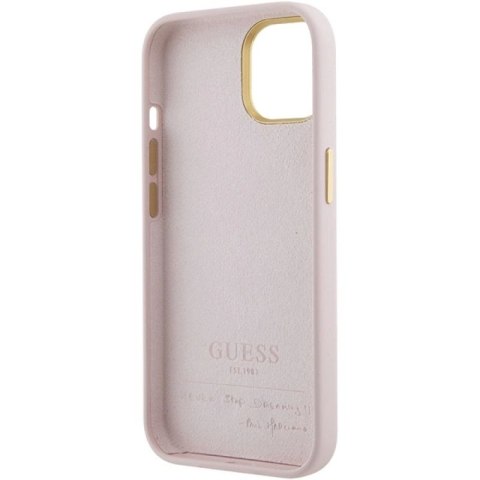 Etui Guess Silicone Script Metal Logo & Frame do iPhone 15 - różowe Guess
