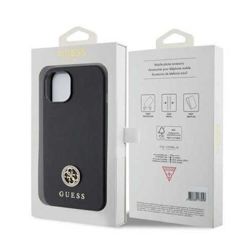 Etui Guess Strass Metal Logo do iPhone 15 Plus - czarne Guess