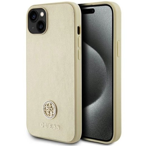 Etui Guess Strass Metal Logo do iPhone 15 Plus - złote Guess