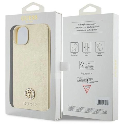 Etui Guess Strass Metal Logo do iPhone 15 Plus - złote Guess