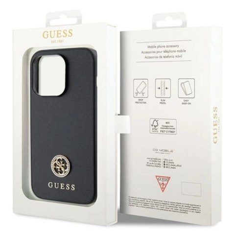 Etui Guess Strass Metal Logo do iPhone 15 Pro - czarne Guess